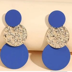 Earrings This beautiful pair!! Their round piece, light weight, blue gold!! NWT